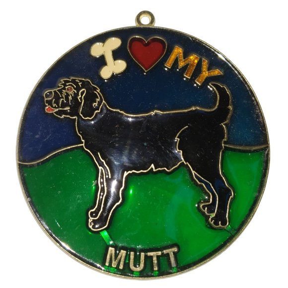 Handmade Holiday Handmade Stained Glass Vintage I Love My Mutt